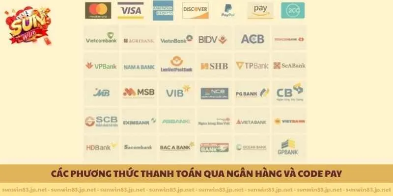         Các phương thức thanh toán qua ngân hàng và Code Pay